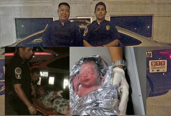 Policías municipales reciben recién nacida en su patrulla