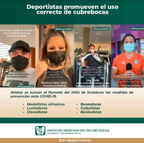 Deportistas promueven el uso correcto de cubrebocas e invitan a fortalecer medidas de prevención ante COVID-19